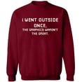 thumbnail image 1 of Unisex Crewneck Sweatshirt, I Went Outside Once, Custom Sweater, Slim Fit, Long Sleeve Sweater - Cardinal Red 2X-Large, 1 of 2
