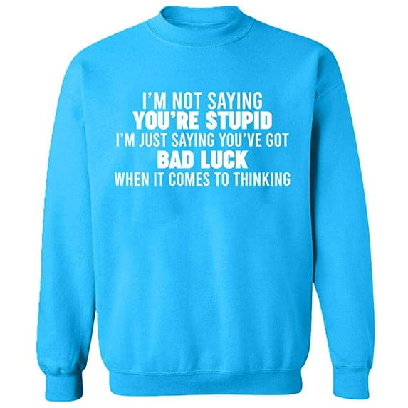 Unisex Crewneck Sweatshirt, I'm Not Saying You're Stupid, Slim Fit, Long Sleeve Sweater - Sapphire X-Large
