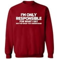 thumbnail image 1 of Unisex Crewneck Sweatshirt, I'm Only Responsible, Custom Sweater, Slim Fit, Long Sleeve Sweater - Antiquee Cherry Small, 1 of 2