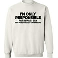 thumbnail image 1 of Unisex Crewneck Sweatshirt, I'm Only Responsible, Custom Sweater, Slim Fit, Long Sleeve Sweater - White Medium, 1 of 2