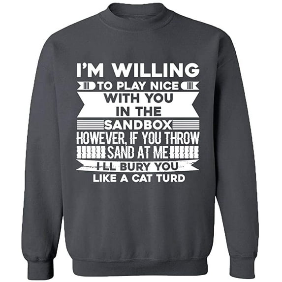 Unisex Crewneck Sweatshirt, I'm Willing, Slim Fit, Long Sleeve Sweater - Charcoal 2X-Large
