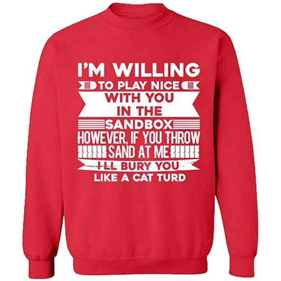 Unisex Crewneck Sweatshirt, I'm Willing, Slim Fit, Long Sleeve Sweater - Red X-Large