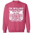 thumbnail image 1 of Unisex Crewneck Sweatshirt, I'm Willing, Slim Fit, Long Sleeve Sweater - Safety Pink Small, 1 of 2