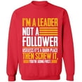 thumbnail image 1 of Unisex Crewneck Sweatshirt, I'm a Leader, Slim Fit, Long Sleeve Sweater - Red 2X-Large, 1 of 2