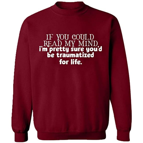 Unisex Crewneck Sweatshirt, If You Could Read My Mind, Custom Sweater, Slim Fit, Long Sleeve Sweater - Cardinal Red 3X-Large