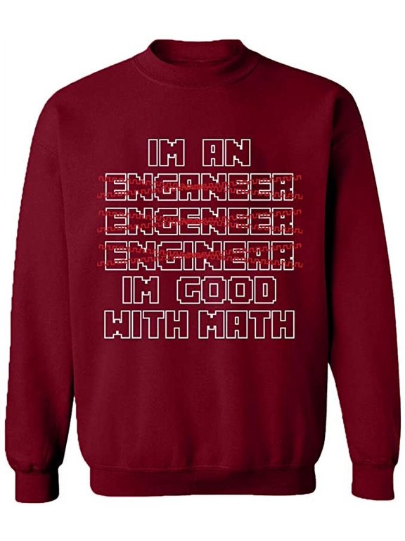 Unisex Crewneck Sweatshirt, Im An Enganeer Good With Math, Custom Sweater, Slim Fit, Long Sleeve Sweater - Cardinal Red Medium