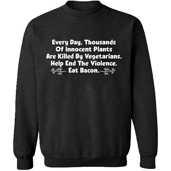 Unisex Crewneck Sweatshirt, Innocent Plants Are Killed, Custom Sweater, Slim Fit, Long Sleeve Sweater - Dark Heather 3X-Large