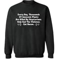 thumbnail image 1 of Unisex Crewneck Sweatshirt, Innocent Plants Are Killed, Custom Sweater, Slim Fit, Long Sleeve Sweater - Dark Heather Large, 1 of 2