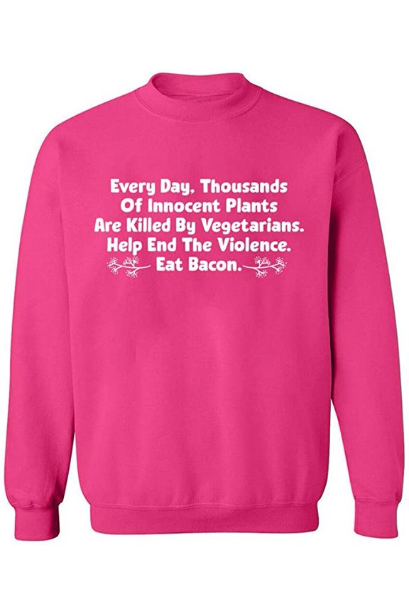 Unisex Crewneck Sweatshirt, Innocent Plants Are Killed, Custom Sweater, Slim Fit, Long Sleeve Sweater - Heliconia Medium