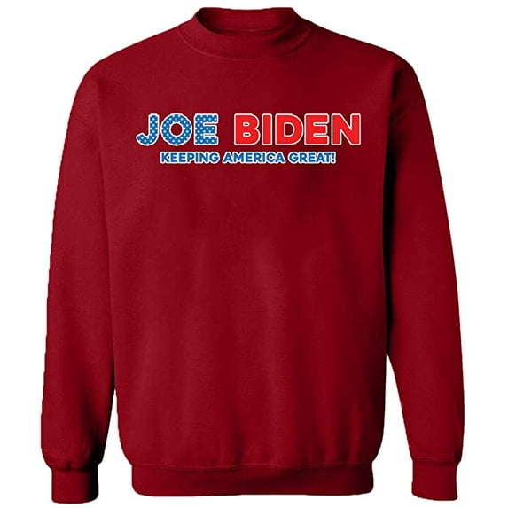Unisex Crewneck Sweatshirt, Joe Biden Keeping America Great, Slim Fit, Long Sleeve Sweater - Antiquee Cherry Small