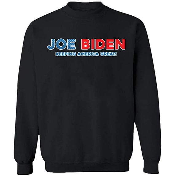 Unisex Crewneck Sweatshirt, Joe Biden Keeping America Great, Slim Fit, Long Sleeve Sweater - Black Large