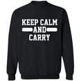 thumbnail image 1 of Unisex Crewneck Sweatshirt, Keep Calm And Carry, Slim Fit, Long Sleeve Sweater - Black Large, 1 of 2