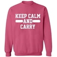 thumbnail image 1 of Unisex Crewneck Sweatshirt, Keep Calm And Carry, Slim Fit, Long Sleeve Sweater - Safety Pink 2X-Large, 1 of 2