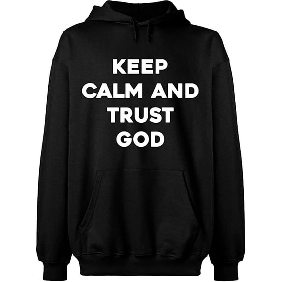 Unisex Crewneck Sweatshirt, Keep Calm And Trust God, Slim Fit, Long Sleeve Sweater - Black 3X-Large