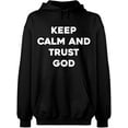 thumbnail image 1 of Unisex Crewneck Sweatshirt, Keep Calm And Trust God, Slim Fit, Long Sleeve Sweater - Black Large, 1 of 2