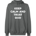 thumbnail image 1 of Unisex Crewneck Sweatshirt, Keep Calm And Trust God, Slim Fit, Long Sleeve Sweater - Graphite Heather 2X-Large, 1 of 2