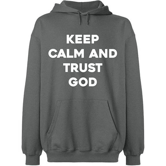 Unisex Crewneck Sweatshirt, Keep Calm And Trust God, Slim Fit, Long Sleeve Sweater - Graphite Heather 2X-Large