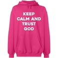 thumbnail image 1 of Unisex Crewneck Sweatshirt, Keep Calm And Trust God, Slim Fit, Long Sleeve Sweater - Heliconia Small, 1 of 2