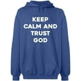 thumbnail image 1 of Unisex Crewneck Sweatshirt, Keep Calm And Trust God, Slim Fit, Long Sleeve Sweater - Indigo Blue Small, 1 of 2