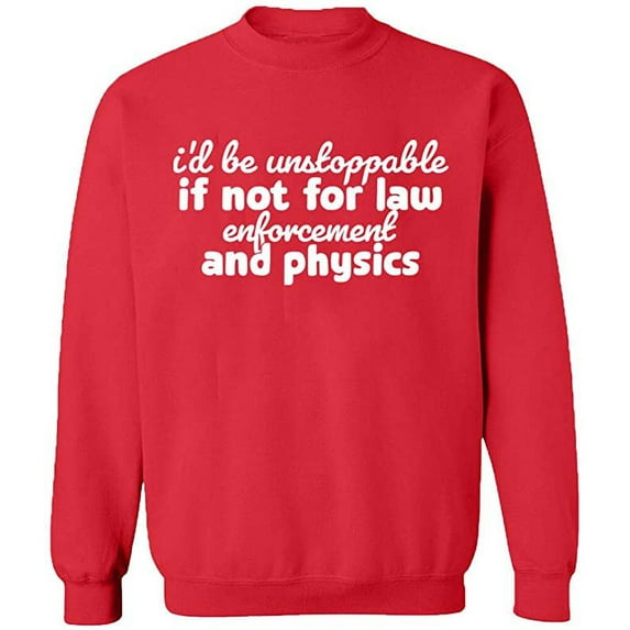Unisex Crewneck Sweatshirt, Law Enforcement And Physics, Custom Sweater, Slim Fit, Long Sleeve Sweater - Red 2X-Large