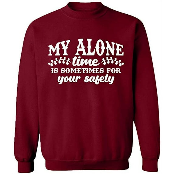 Unisex Crewneck Sweatshirt, My Alone Time, Slim Fit, Long Sleeve Sweater - Cardinal Red 3X-Large