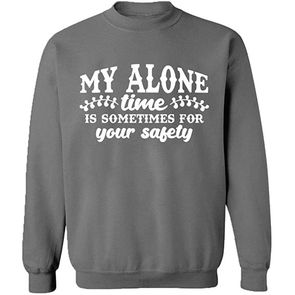 Unisex Crewneck Sweatshirt, My Alone Time, Slim Fit, Long Sleeve Sweater - Graphite Heather X-Large