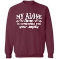 thumbnail image 1 of Unisex Crewneck Sweatshirt, My Alone Time, Slim Fit, Long Sleeve Sweater - Maroon 3X-Large, 1 of 2