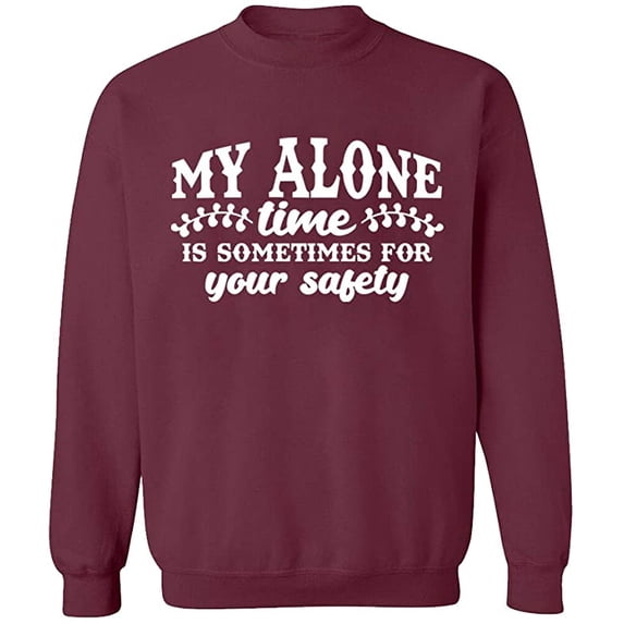 Unisex Crewneck Sweatshirt, My Alone Time, Slim Fit, Long Sleeve Sweater - Maroon 3X-Large