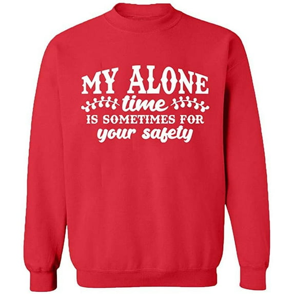 Unisex Crewneck Sweatshirt, My Alone Time, Slim Fit, Long Sleeve Sweater - Red Small