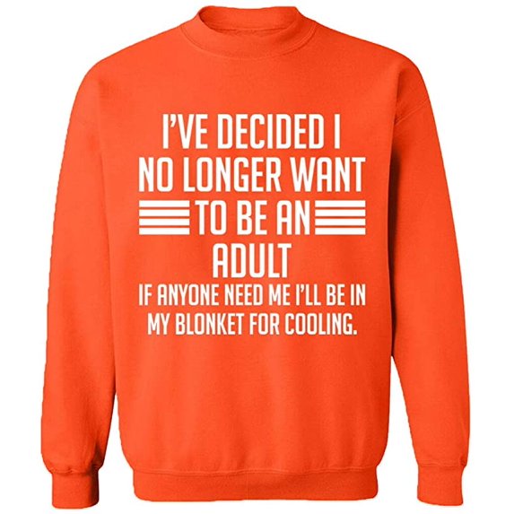 Unisex Crewneck Sweatshirt, My Blonket For Cooling, Custom Sweater, Slim Fit, Long Sleeve Sweater - Orange Medium