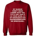 thumbnail image 1 of Unisex Crewneck Sweatshirt, My Silence Doesn't Mean I Agree, Slim Fit, Long Sleeve Sweater - Antiquee Cherry Small, 1 of 2