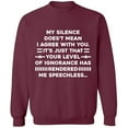 thumbnail image 1 of Unisex Crewneck Sweatshirt, My Silence Doesn't Mean I Agree, Slim Fit, Long Sleeve Sweater - Maroon X-Large, 1 of 2