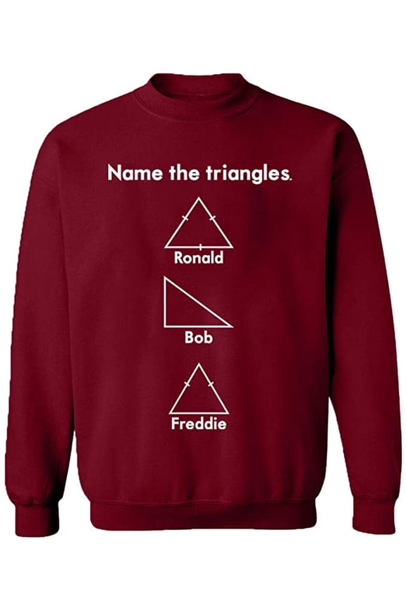 Unisex Crewneck Sweatshirt, Name The Triangle Ronald, Custom Sweater, Slim Fit, Long Sleeve Sweater - Cardinal Red Medium