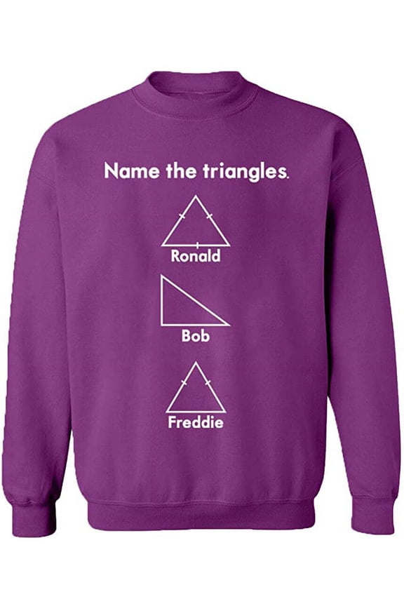Unisex Crewneck Sweatshirt, Name The Triangle Ronald, Custom Sweater, Slim Fit, Long Sleeve Sweater - Purple Medium