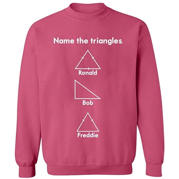 Unisex Crewneck Sweatshirt, Name The Triangle Ronald, Custom Sweater, Slim Fit, Long Sleeve Sweater - Safety Pink X-Large