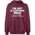 thumbnail image 1 of Unisex Crewneck Sweatshirt, Not a Control Freak, Slim Fit, Long Sleeve Sweater - Maroon Large, 1 of 2