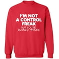 thumbnail image 1 of Unisex Crewneck Sweatshirt, Not a Control Freak, Slim Fit, Long Sleeve Sweater - Red 3X-Large, 1 of 2
