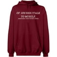thumbnail image 1 of Unisex Crewneck Sweatshirt, Of Course I Talk To Myself, Slim Fit, Long Sleeve Sweater - Cardinal Red Medium, 1 of 2