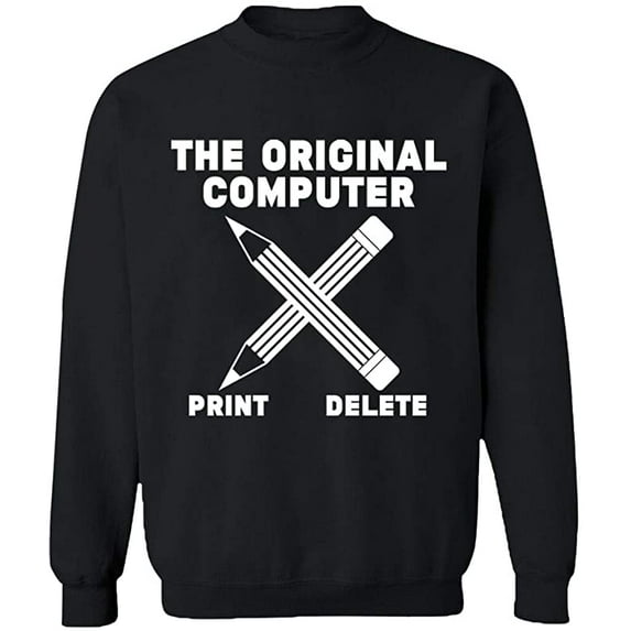 Unisex Crewneck Sweatshirt, Original Computer Print, Custom Sweater, Slim Fit, Long Sleeve Sweater - Black Large