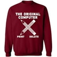 thumbnail image 1 of Unisex Crewneck Sweatshirt, Original Computer Print, Custom Sweater, Slim Fit, Long Sleeve Sweater - Cardinal Red X-Large, 1 of 2