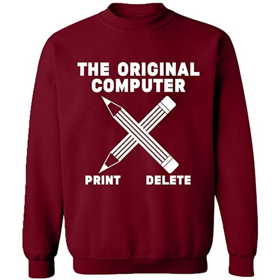 Unisex Crewneck Sweatshirt, Original Computer Print, Custom Sweater, Slim Fit, Long Sleeve Sweater - Cardinal Red X-Large