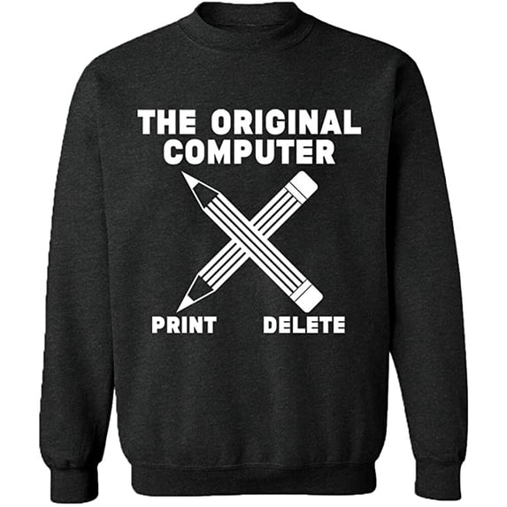 Unisex Crewneck Sweatshirt, Original Computer Print, Custom Sweater, Slim Fit, Long Sleeve Sweater - Dark Heather Small