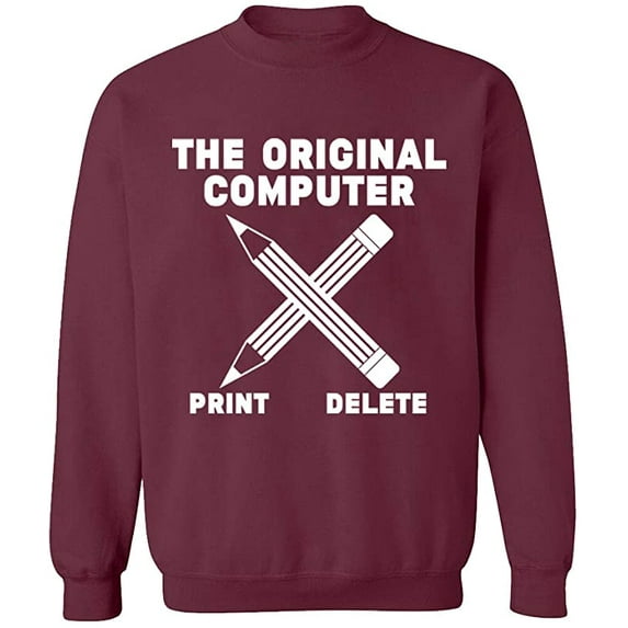 Unisex Crewneck Sweatshirt, Original Computer Print, Custom Sweater, Slim Fit, Long Sleeve Sweater - Maroon X-Large