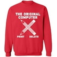 thumbnail image 1 of Unisex Crewneck Sweatshirt, Original Computer Print, Custom Sweater, Slim Fit, Long Sleeve Sweater - Red X-Large, 1 of 2