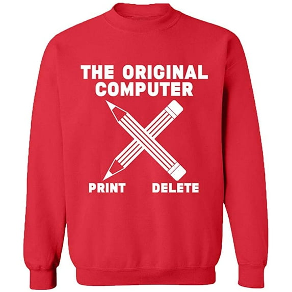 Unisex Crewneck Sweatshirt, Original Computer Print, Custom Sweater, Slim Fit, Long Sleeve Sweater - Red X-Large