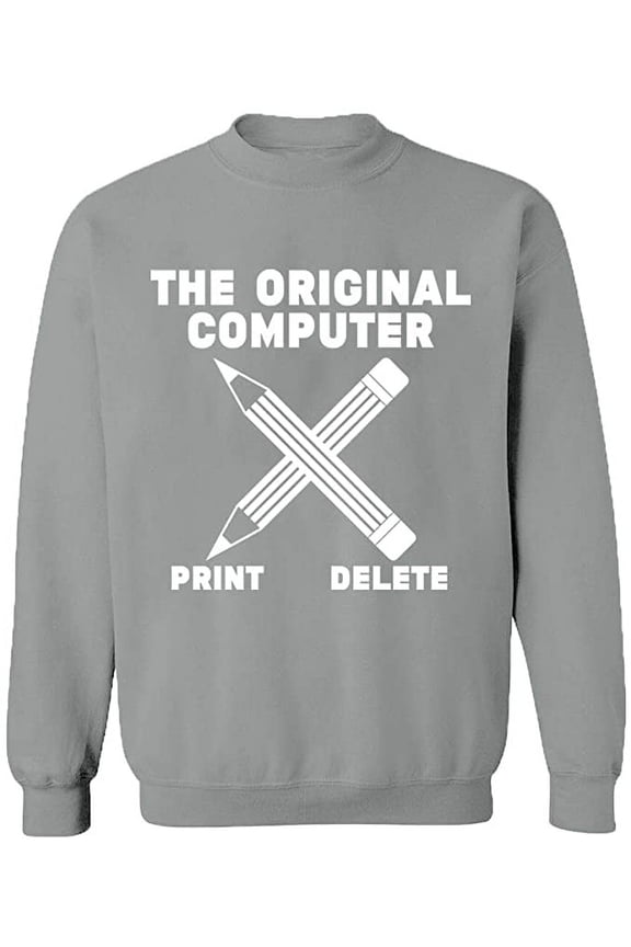 Unisex Crewneck Sweatshirt, Original Computer Print, Custom Sweater, Slim Fit, Long Sleeve Sweater - Sport Grey X-Large