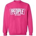 thumbnail image 1 of Unisex Crewneck Sweatshirt, People Not a Big Fan, Slim Fit, Long Sleeve Sweater - Heliconia Medium, 1 of 2