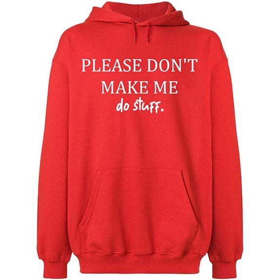 Unisex Crewneck Sweatshirt, Please Don't Make Me Do Stuff, Slim Fit, Long Sleeve Sweater - Red Large
