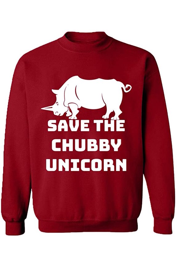 Unisex Crewneck Sweatshirt, Save The Chubby Unicorn, Custom Sweater, Slim Fit, Long Sleeve Sweater - Antiquee Cherry Small