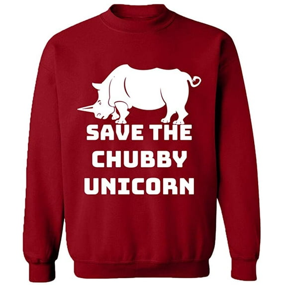 Unisex Crewneck Sweatshirt, Save The Chubby Unicorn, Custom Sweater, Slim Fit, Long Sleeve Sweater - Antiquee Cherry Small